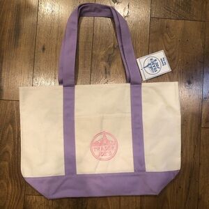Trader Joe’s LARGE Lavender and Pink Canvas Tote NWT